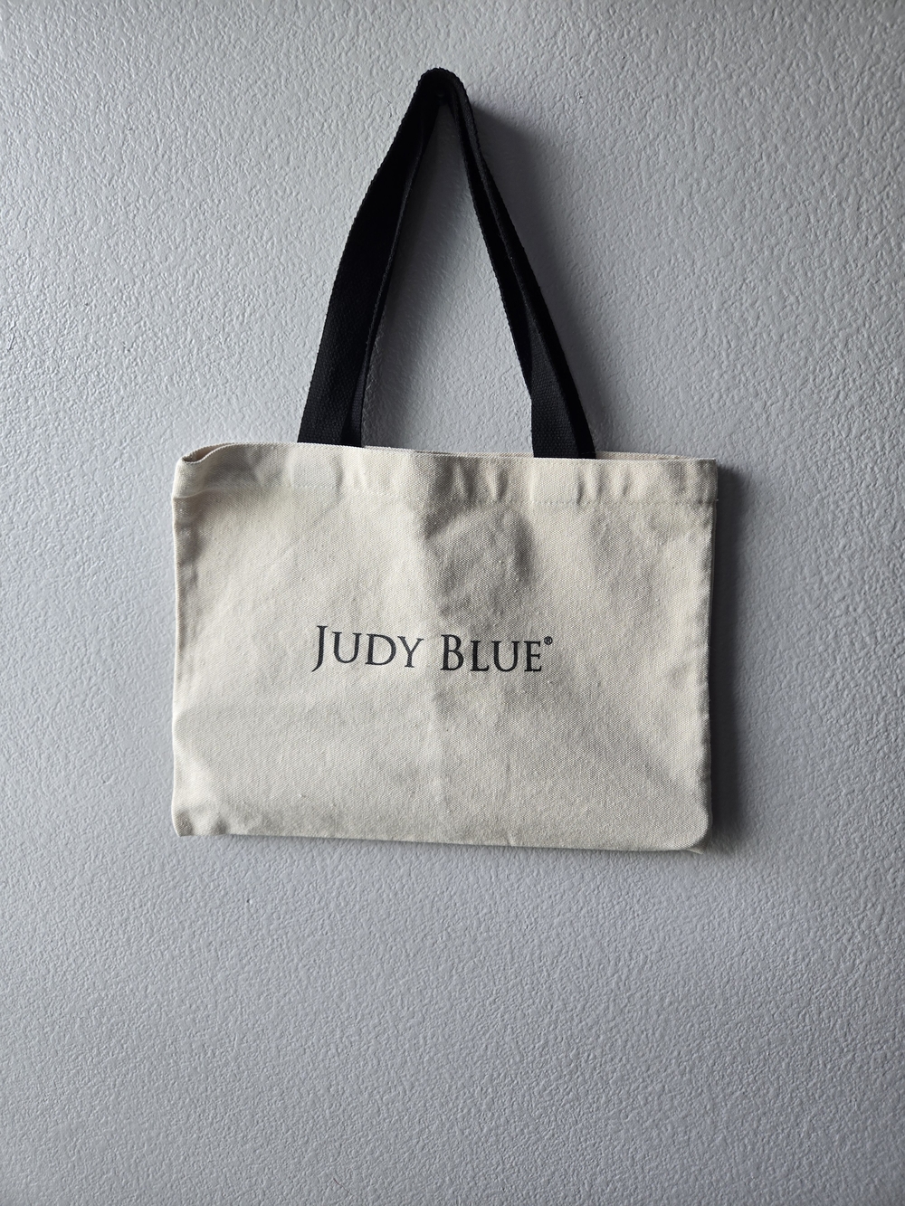 Judy Blue Cream Canvas Tote with Black Handles